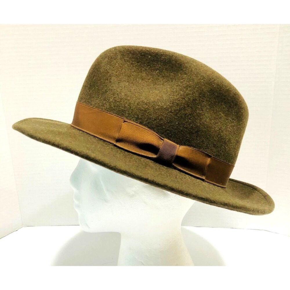 Country Gentlemen Brown Wool Felt Fedora Derby Hat Men‎ 8.25 x 6.5